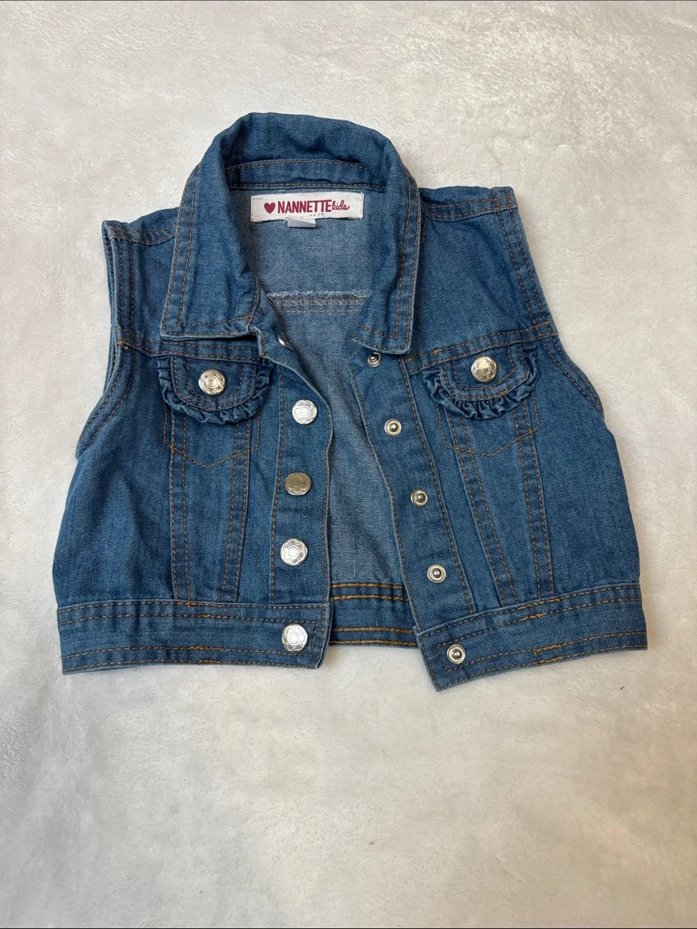 Nannette Girls' Medium Blue Denim Sleeveless Vest